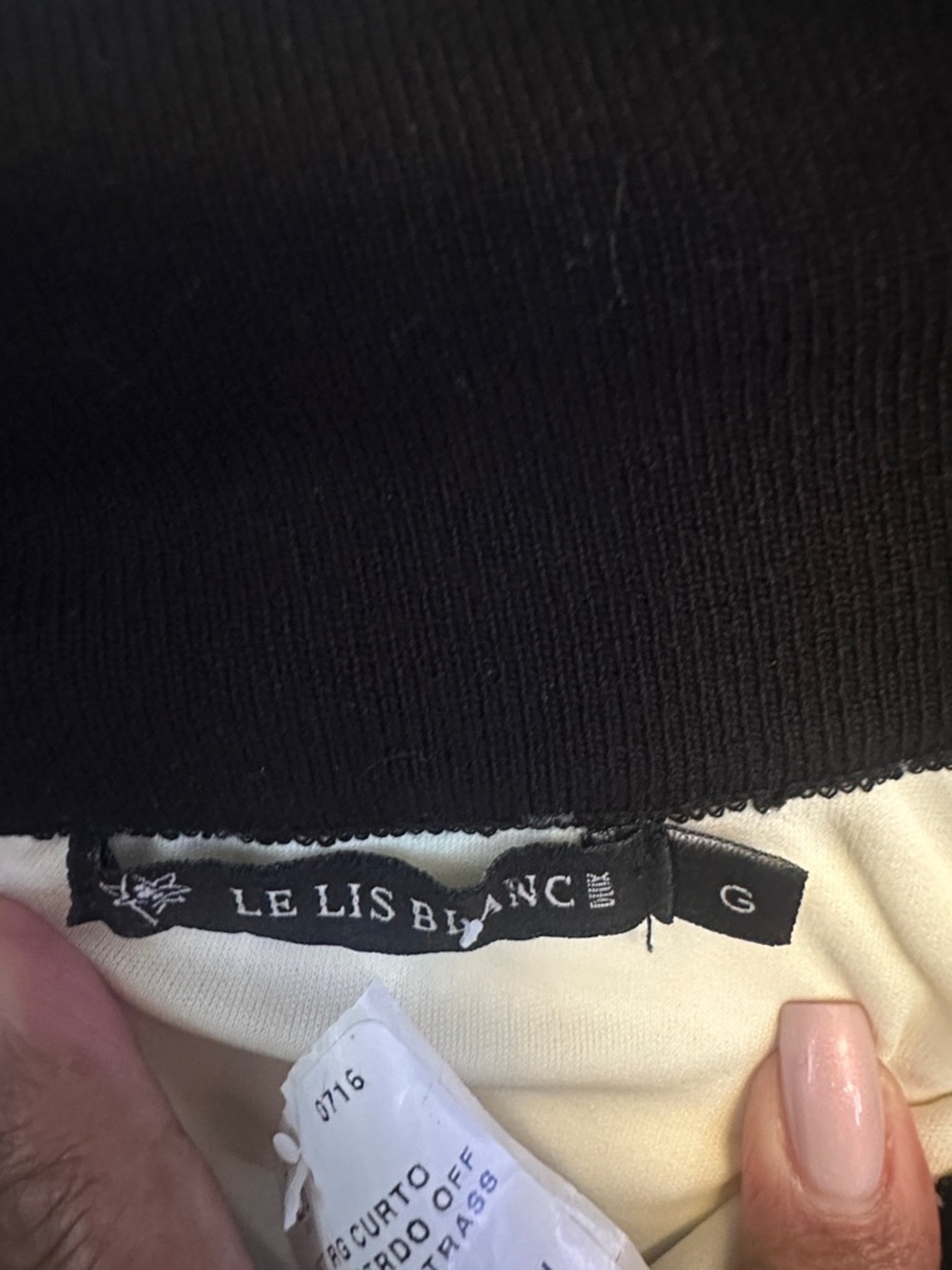 Asymmetrical One-Shoulder Striped Knit Dress in Black and Cream - Picture 2 of 5